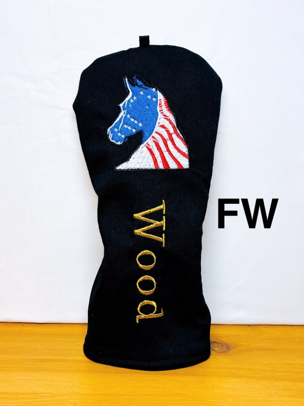【F-385】Golf Fairway wood Head Cover Horse USA America Handmade by Shizu